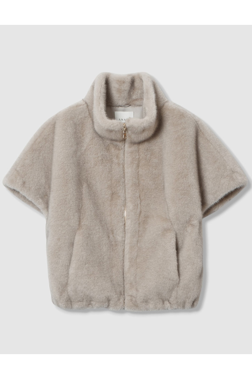 ANAYI フェイクミンクファージレ (グレージュ, 38) アナイ ELLE SHOP ANAYI フェイクミンクファージレ (グレージュ, 38) アナイ ELLE SHOP