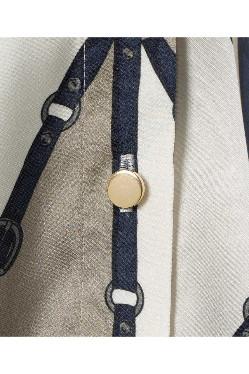 anayi大人気即完売ベルトパターンプリント ANAYI アナイ ボウタイ ベルトパターンプリント 総柄 シャツ Mサイズ ブラウス