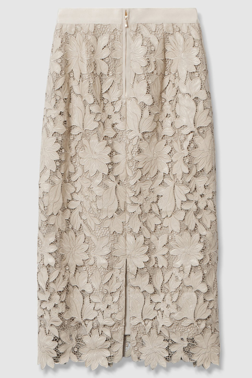 【271】アナイ　フラワーコードレース フレアスカート　38 ライトベージュ 271】アナイ フラワーコードレース フレアスカート 38 ライトベージュ