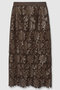レザーフラワーエンブロイダリー スカート アナイ/ANAYI ブラウン