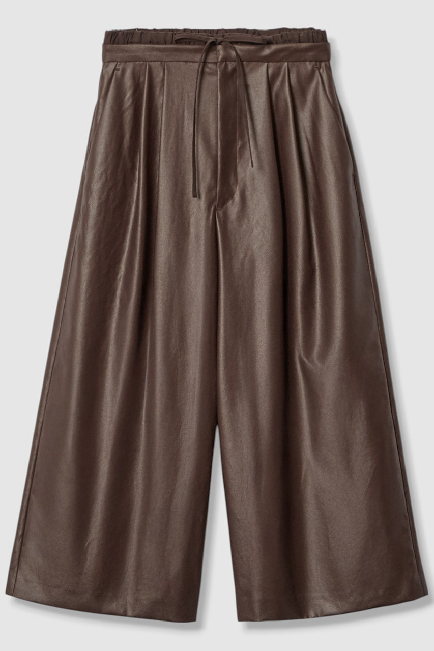 ANAYI オイルドレザーガウチョパンツ (ブラウン, 38) アナイ ELLE SHOP ANAYI オイルドレザーガウチョパンツ (ブラウン, 38) アナイ ELLE SHOP