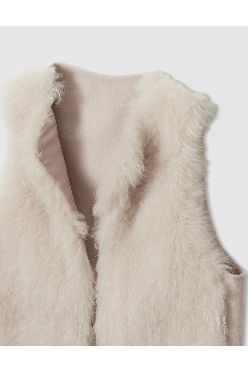 美品　ANAYI アナイ　ウールカシミヤ　FOXファー付き　ライトグレーストール 美品 ANAYI アナイ ウールカシミヤ FOXファー付き ライトグレー