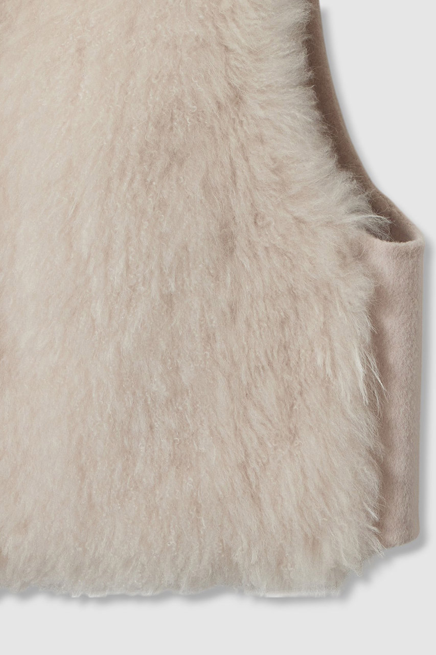 美品　ANAYI アナイ　ウールカシミヤ　FOXファー付き　ライトグレーストール 美品 ANAYI アナイ ウールカシミヤ FOXファー付き ライトグレー