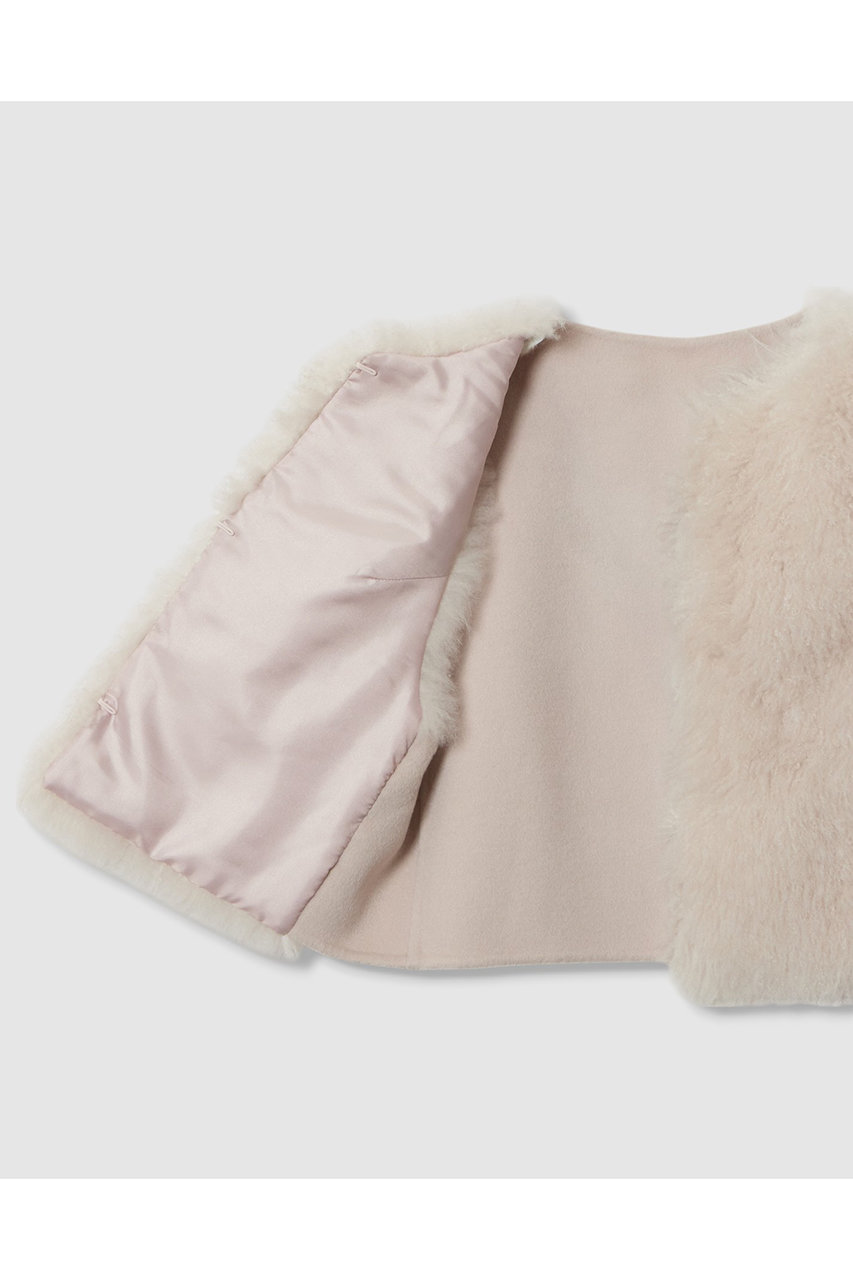 美品　ANAYI アナイ　ウールカシミヤ　FOXファー付き　ライトグレーストール 美品 ANAYI アナイ ウールカシミヤ FOXファー付き ライトグレー