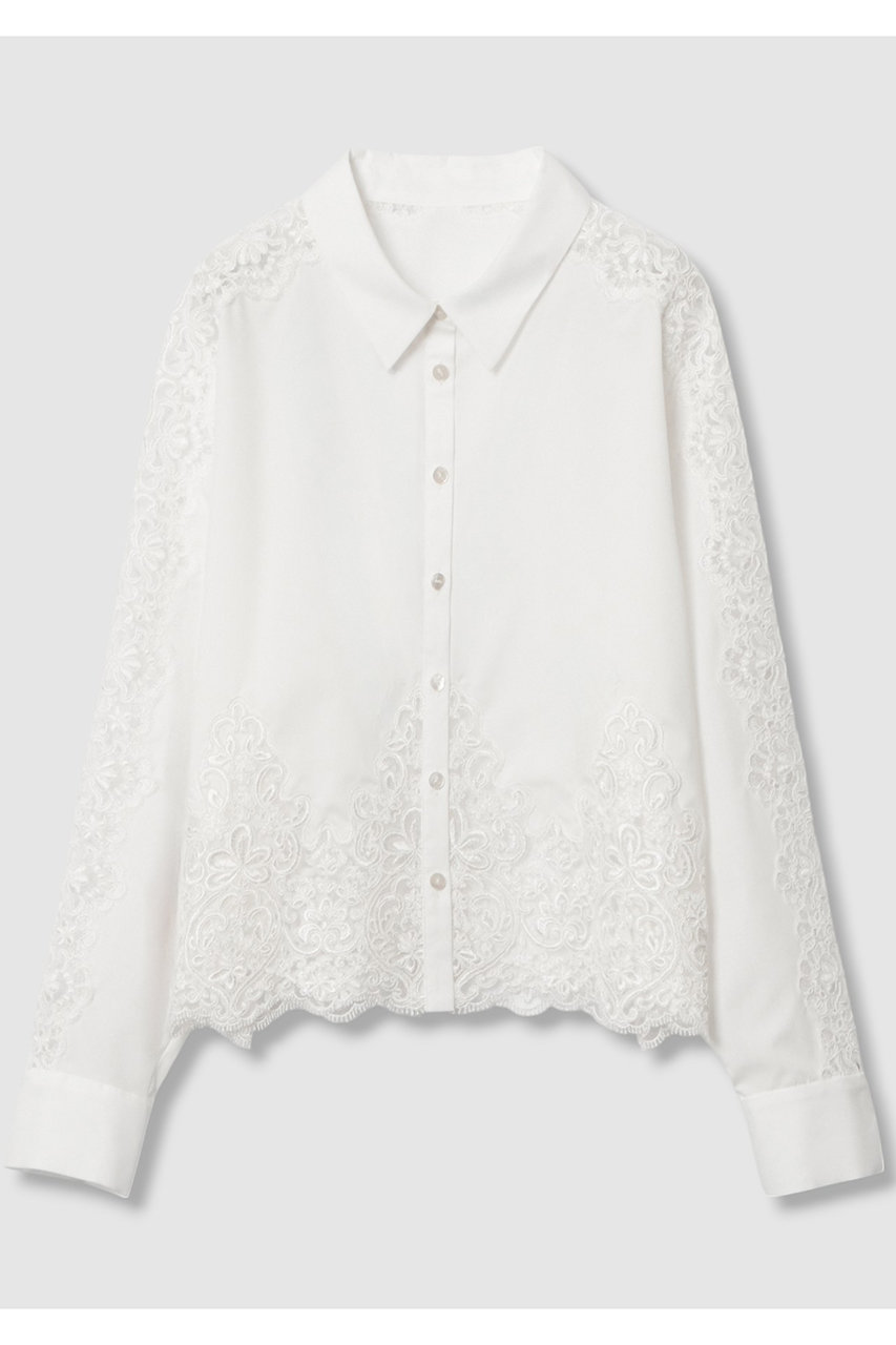 カットワークレースコットンシャツ