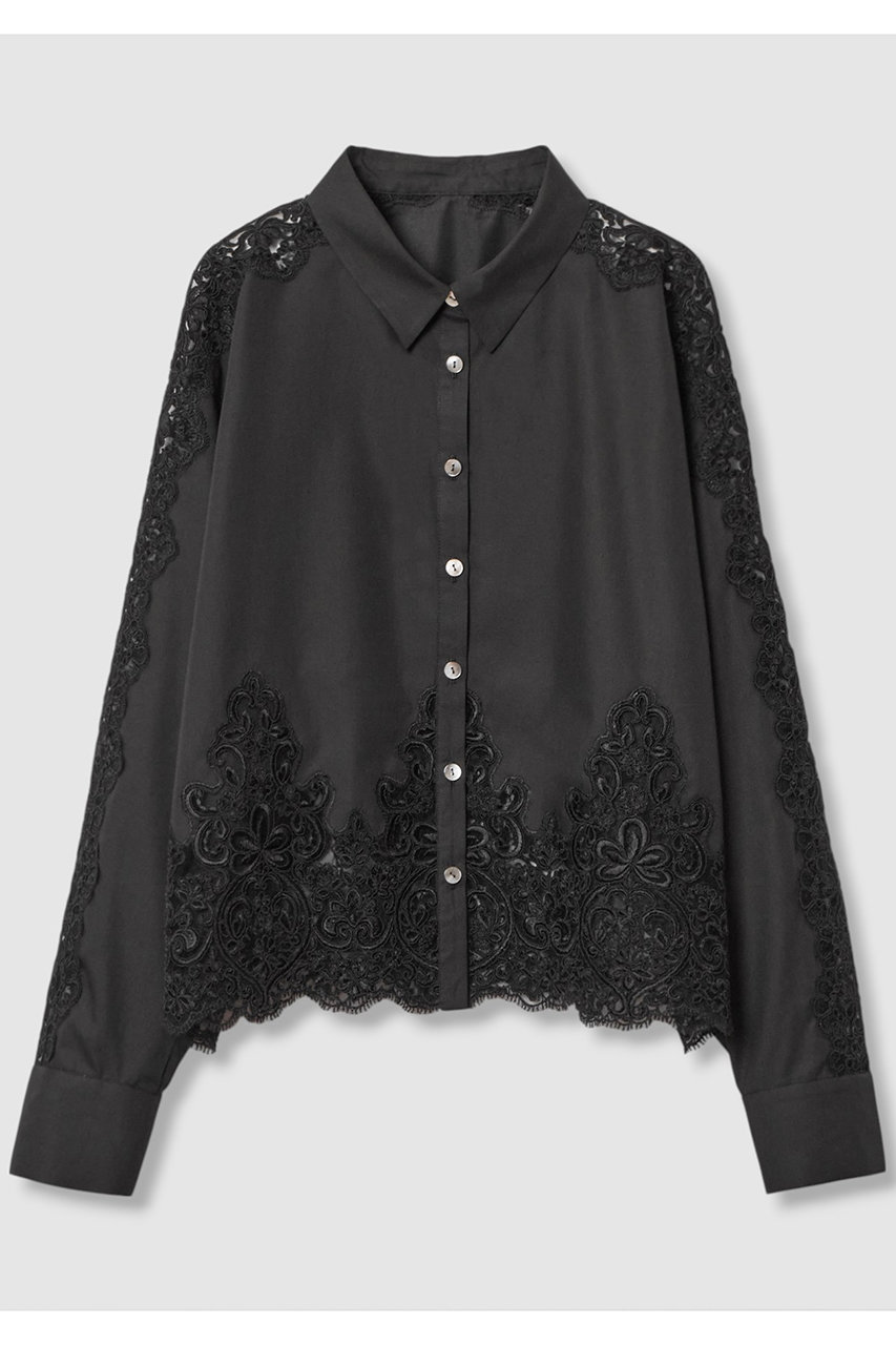 アナイ/ANAYIのカットワークレースコットンシャツ(ブラック/10252713230-95-380)