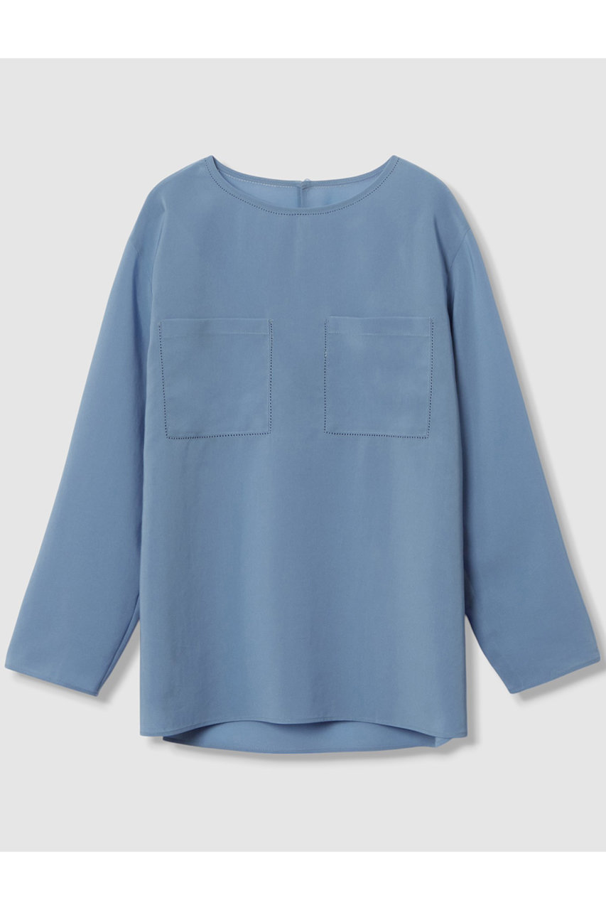 ANAYI トリアセボイルポケットTブラウス (ブルー, 38) アナイ ELLE SHOP ANAYI トリアセボイルポケットTブラウス (ブルー, 38) アナイ ELLE SHOP