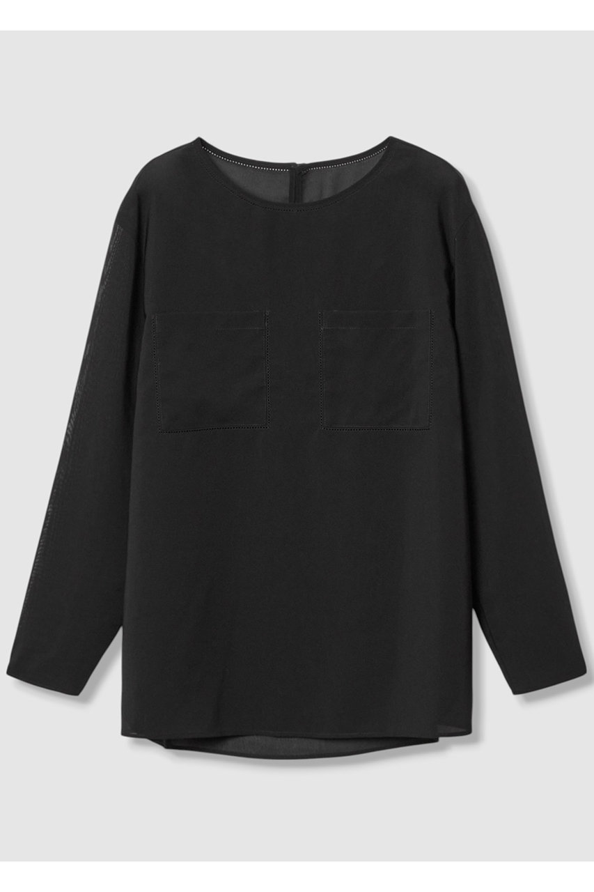 ANAYI トリアセボイルポケットTブラウス (ブラック, 38) アナイ ELLE SHOP ANAYI トリアセボイルポケットTブラウス (ブラック, 38) アナイ ELLE SHOP