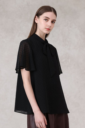 アナイ/ANAYIのカットドット楊柳ボウタイ ブラウス(110400/110402)