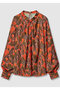 ペイントフラワープリントスリットネックブラウス アナイ/ANAYI オレンジ
