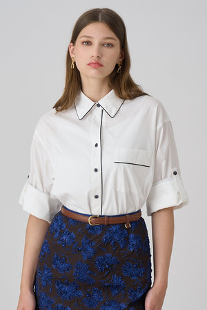 アナイ/ANAYIのブライトグログラン配色シャツ(110400/110403)