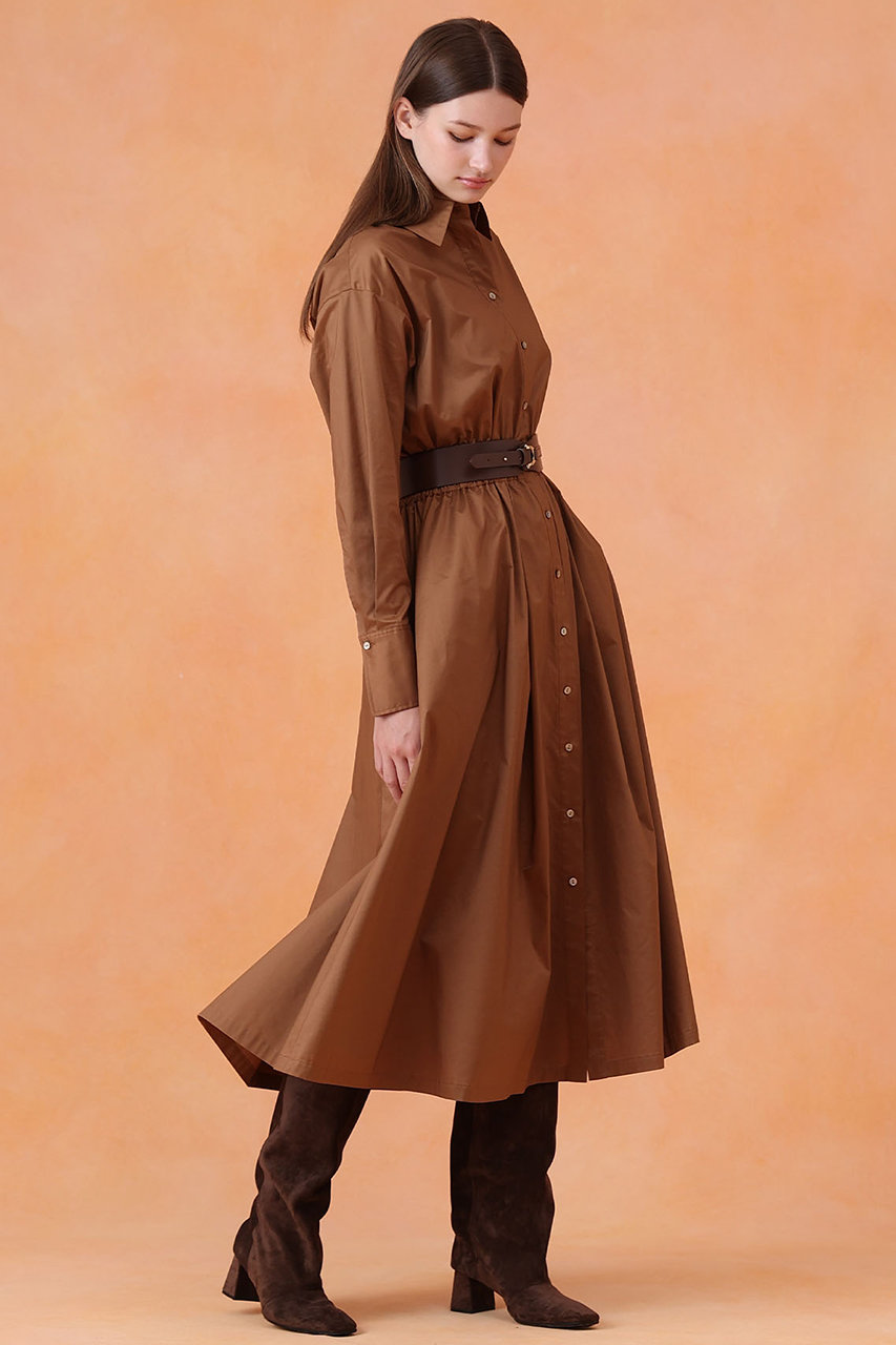 ANAYI(アナイ)｜ブライトグログランシャツワンピース/ブラウン の通販