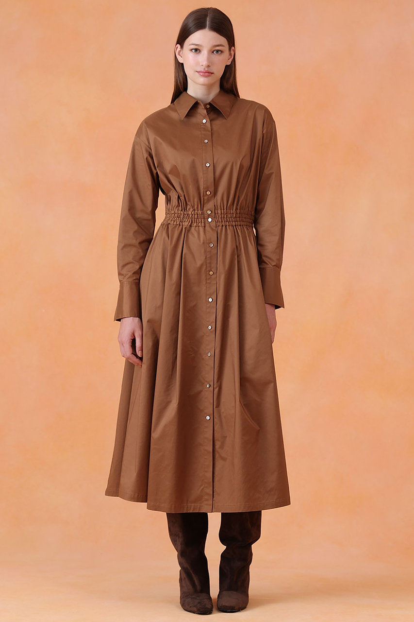 ANAYI(アナイ)｜ブライトグログランシャツワンピース/ブラウン の通販