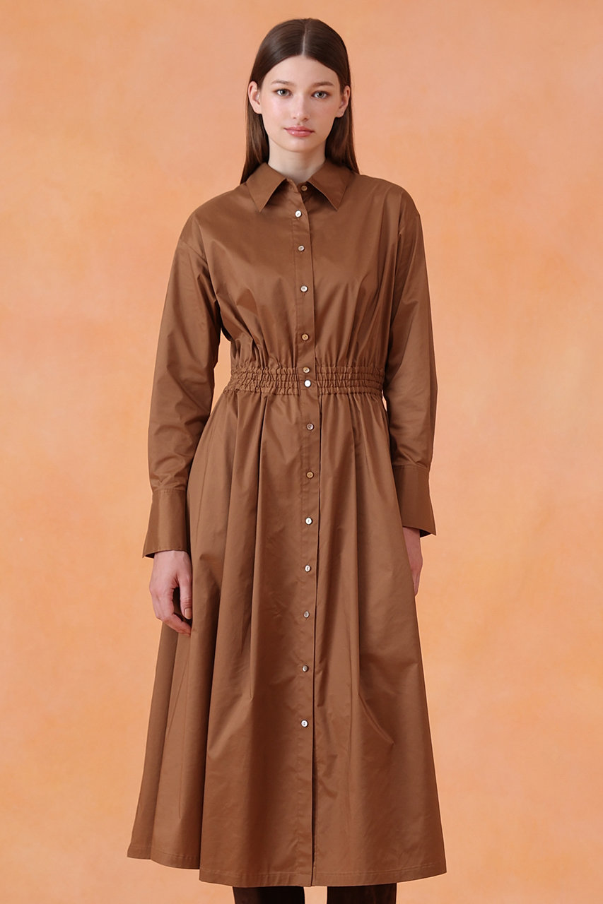 ANAYI(アナイ)｜ブライトグログランシャツワンピース/ブラウン の通販