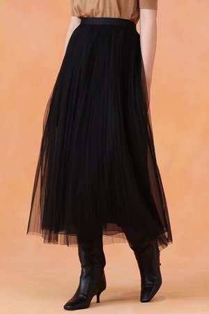 アナイ ロングスカート ANAYI 黒鍵模様プリーツロングスカート38