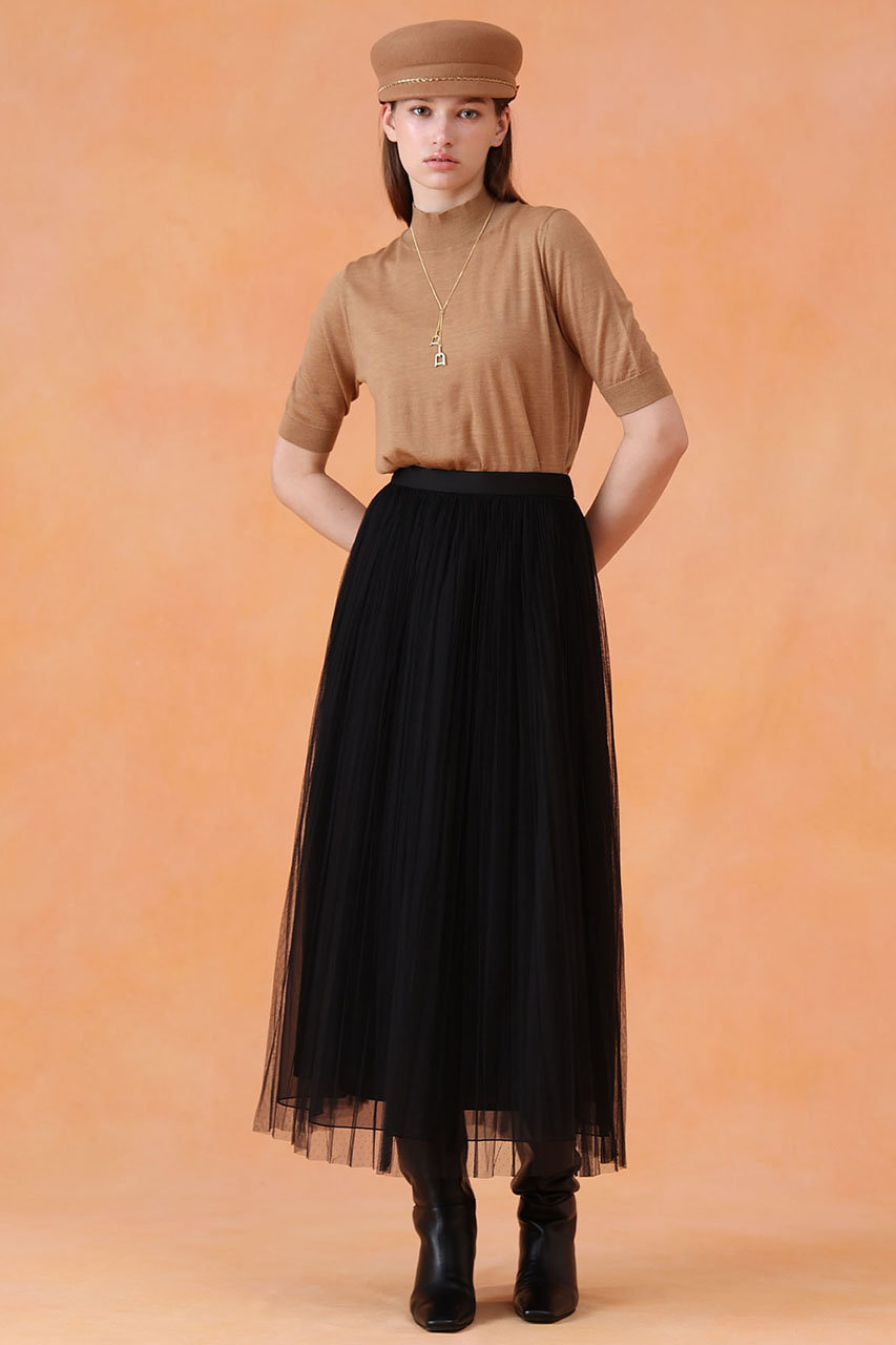 ANAYI(アナイ)｜ドットチュールプリーツスカート/ブラック の通販