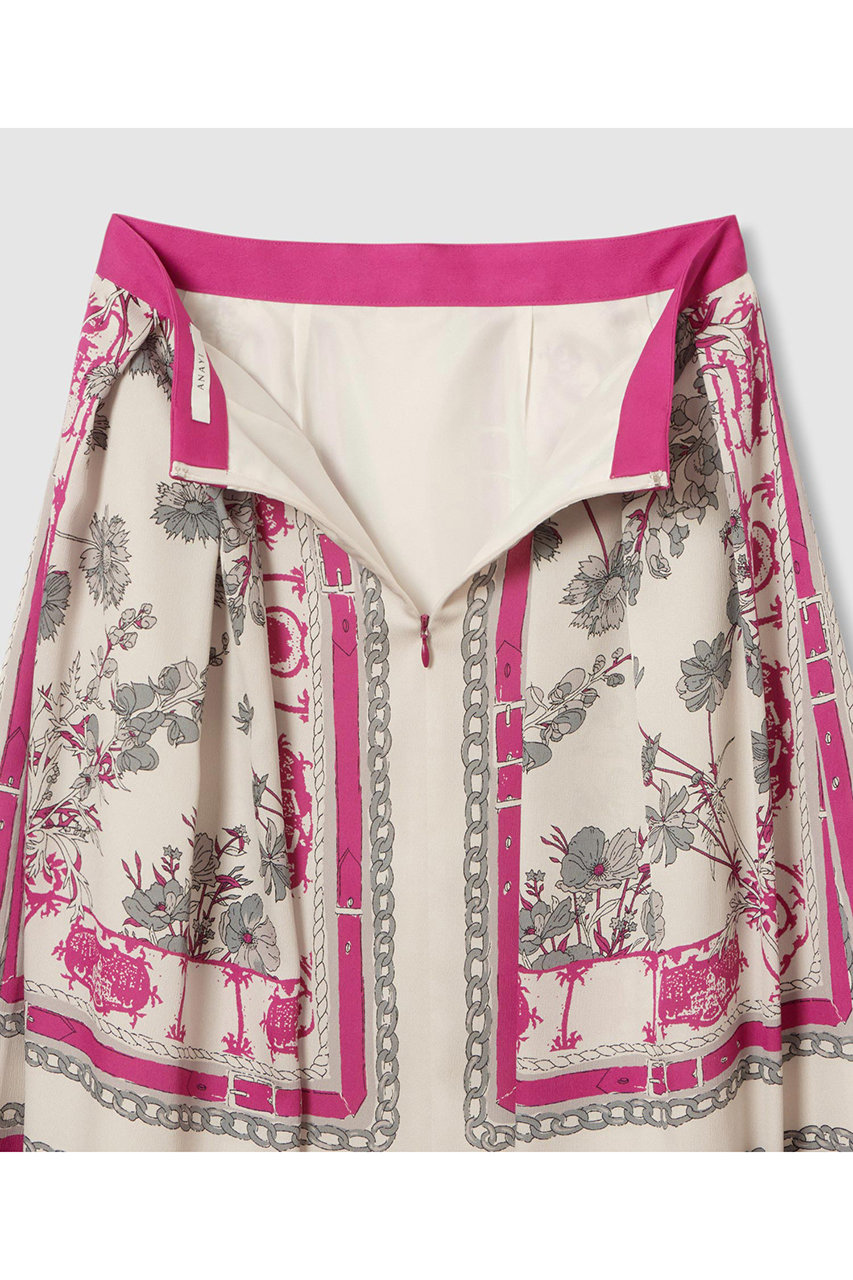 ANAYI(アナイ)｜スカーフプリントタックスカート/オフホワイト の通販