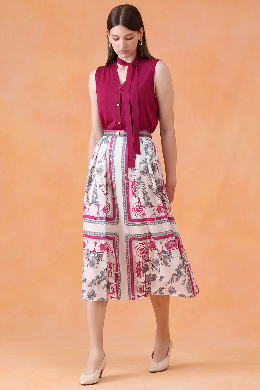 アナイのモチーフプリントタックスカート　36サイズ美品です。 ANAYI(アナイ)｜スカーフプリントタックスカート/オフホワイト