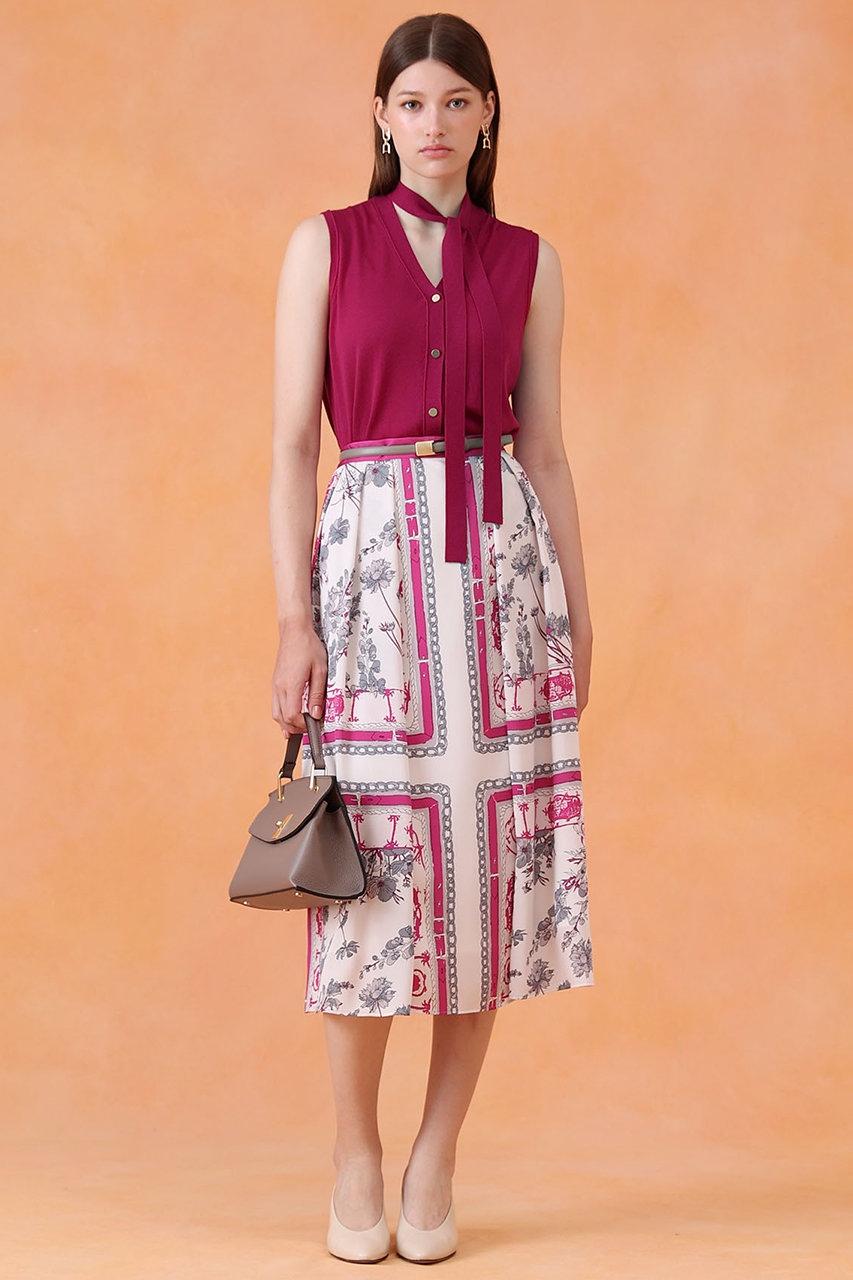 ANAYI(アナイ)｜スカーフプリントタックスカート/オフホワイト の通販