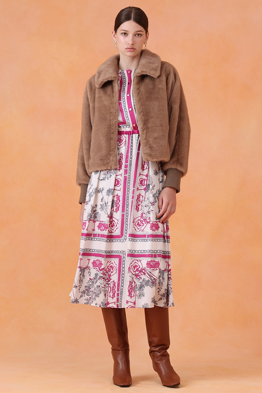 ANAYI(アナイ)｜スカーフプリントタックワンピース/オフホワイト の