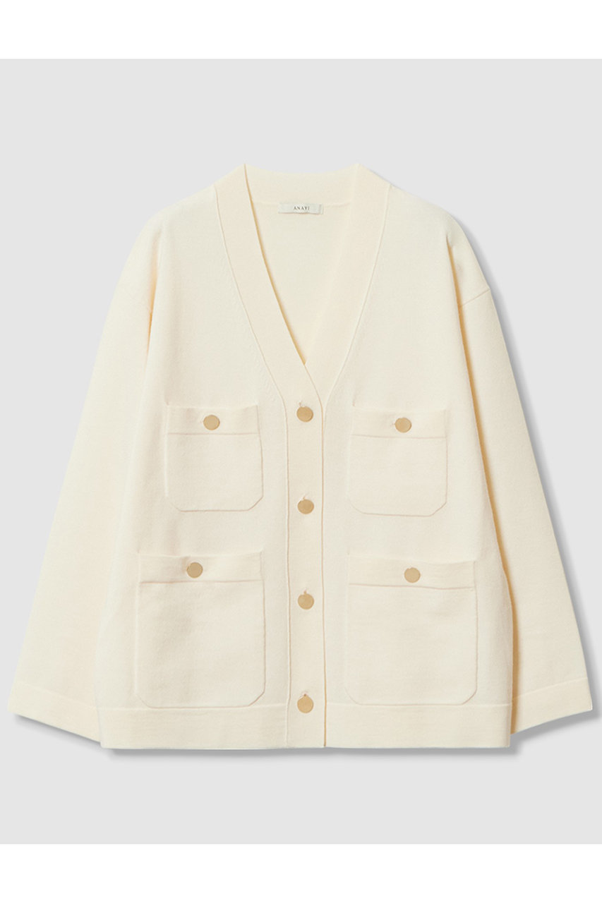 アナイ/ANAYIのエキストラファインメリノボクシー ジャケット カーディガン(オフホワイト/10252816380-92-380)