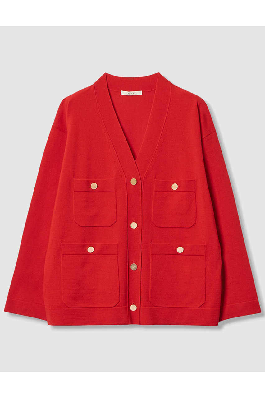 アナイ/ANAYIのエキストラファインメリノボクシー ジャケット カーディガン(オレンジ/10252816380-92-380)