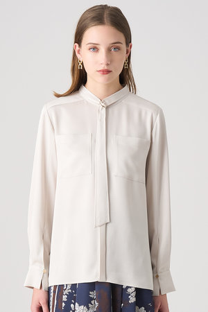 アナイ/ANAYIのストレッチサテンタイ付き ブラウス(110400/110403)