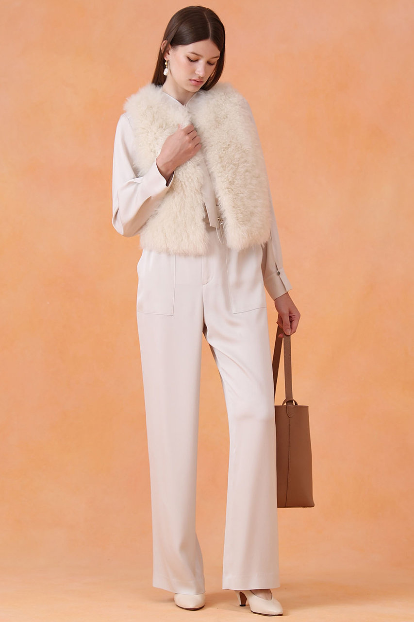 ANAYI(アナイ)｜ストレッチサテンタイ付き ブラウス/ベージュ の通販