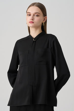 アナイ/ANAYIのストレッチサテンタイ付き ブラウス(110400/110403)