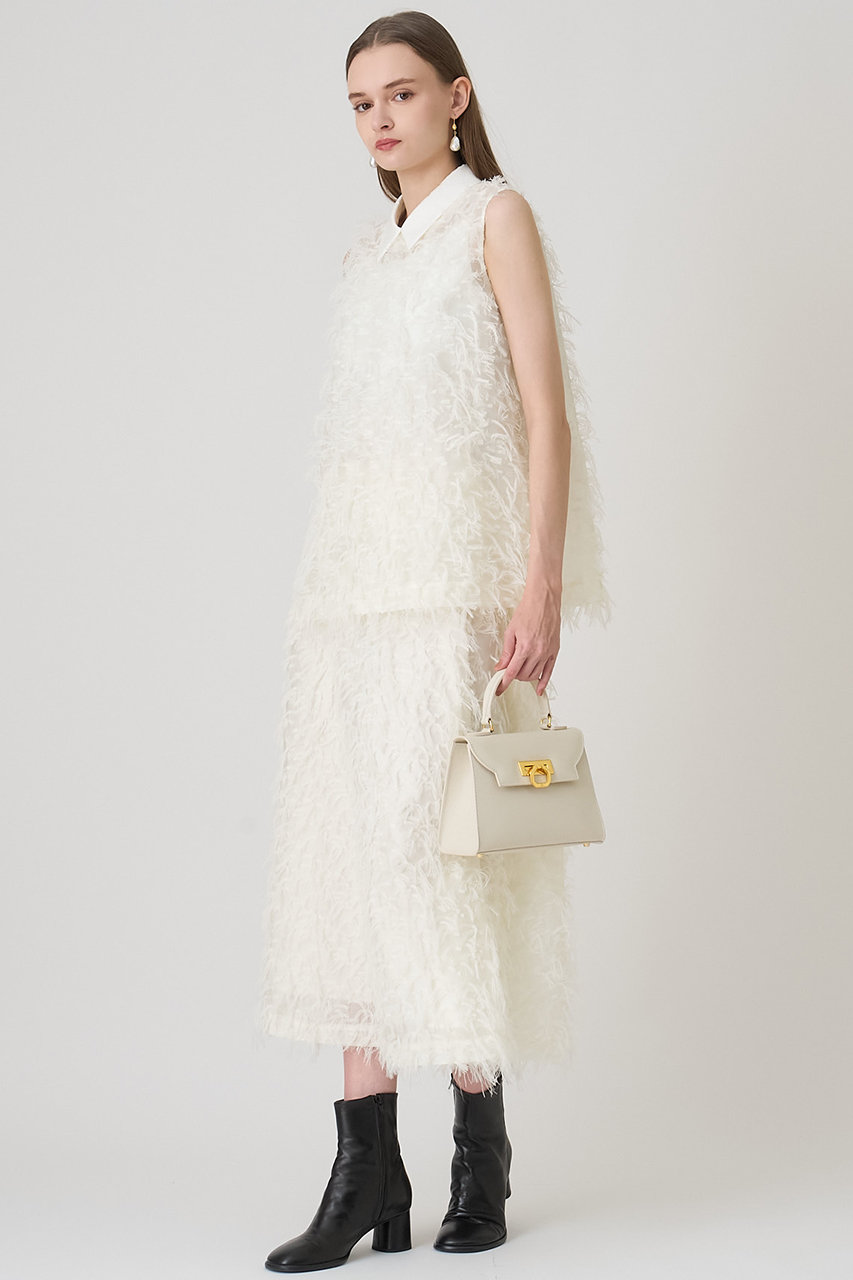 ANAYI(アナイ)｜フェザーカットジャガード ブラウス/オフホワイト の