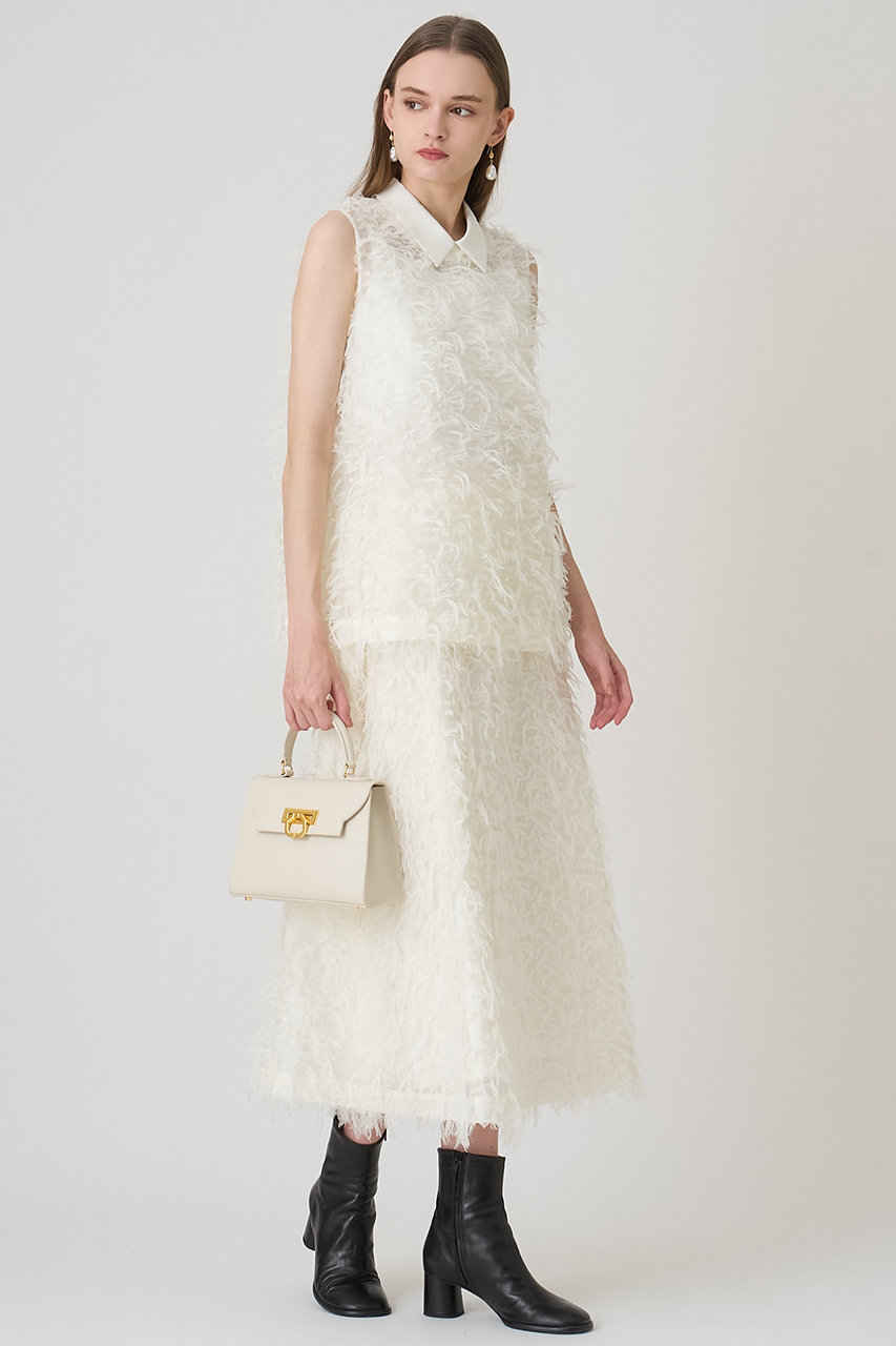 ANAYI(アナイ)｜フェザーカットジャガード ブラウス/オフホワイト の