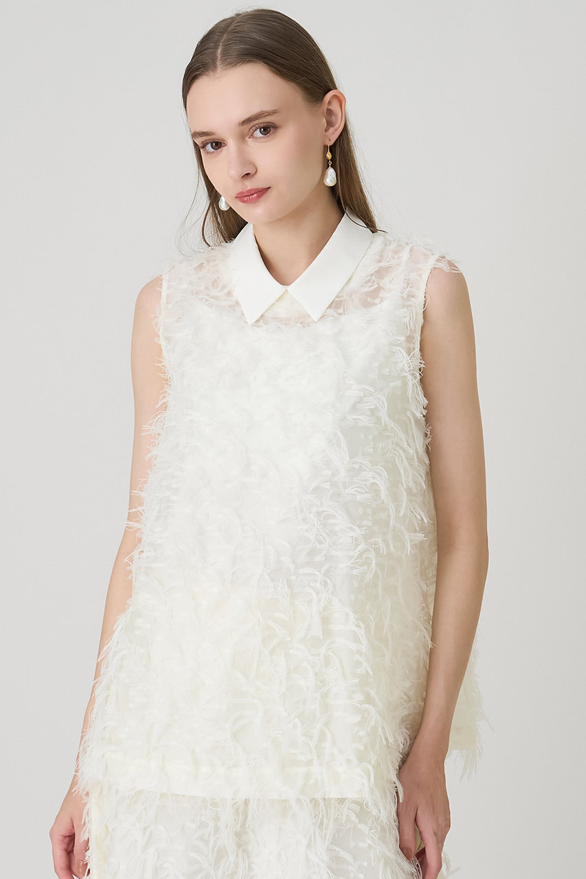 ANAYI(アナイ)｜フェザーカットジャガード ブラウス/オフホワイト の