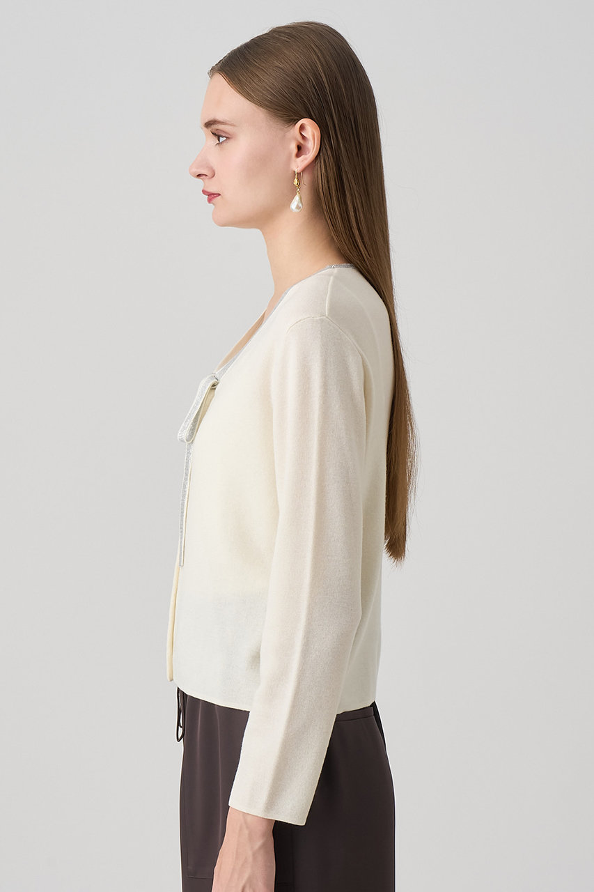 ANAYI ミックスラメ パフスリーブ Ｖネックカーディガン ANAYI（アナイ）の「ミックスラメパフスリーブVネック カーディガン