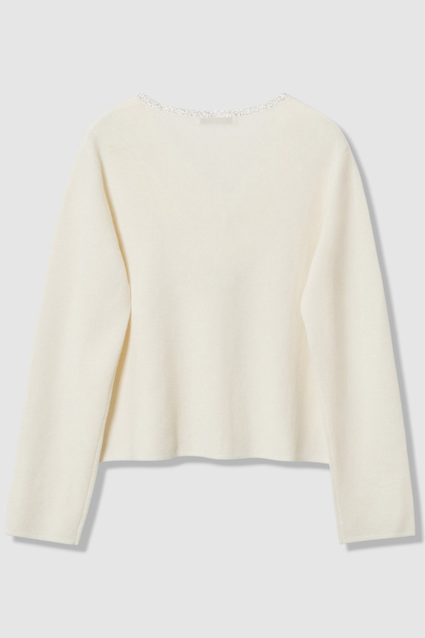 ANAYI(アナイ)｜ステップビジューVネックカーディガン/オフホワイト の