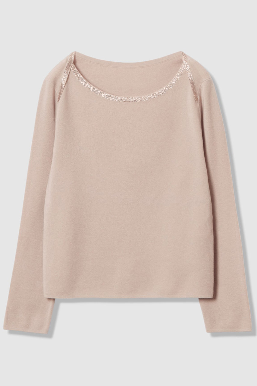 ANAYI ステップビジューボートネック プルオーバー (ベージュ, 38) アナイ ELLE SHOP ANAYI ステップビジューボートネック プルオーバー (ベージュ, 38) アナイ ELLE SHOP