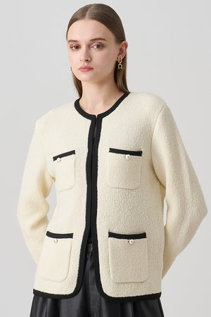 アナイ/ANAYIのウールブークレポケットロング カーディガン(110300/110303)