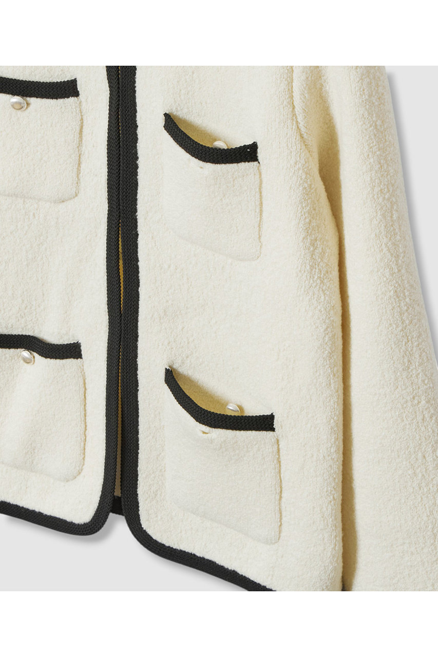 ANAYI(アナイ)｜ウールブークレポケットロング カーディガン/オフ