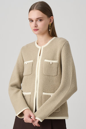 アナイ/ANAYIのウールブークレポケットロング カーディガン(110300/110303)