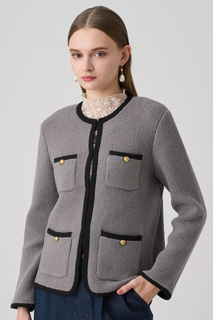 アナイ/ANAYIのウールブークレポケットロング カーディガン(110300/110303)