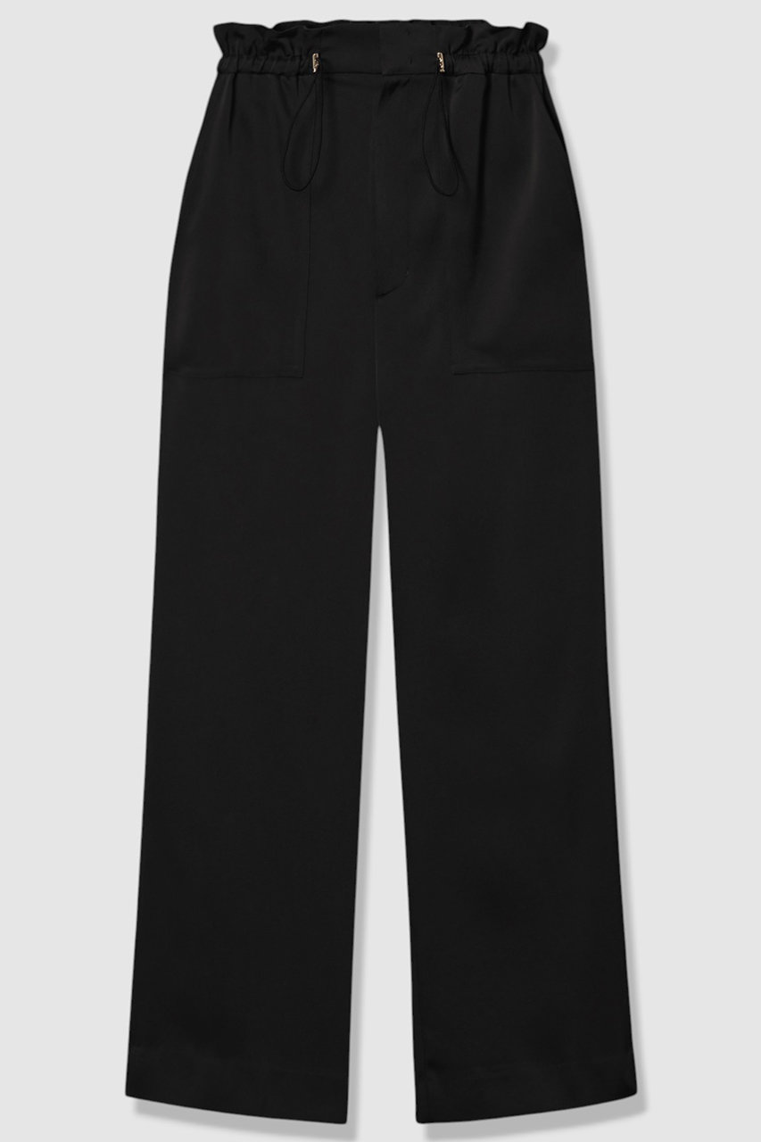 ANAYI ストレッチサテンポケットパンツ (ブラック, 36) アナイ ELLE SHOP