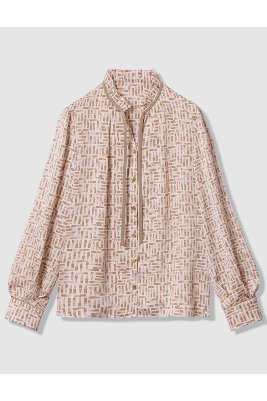 アナイ/ANAYIのリッププリントフリルネック ブラウス(ベージュ/10252713540-65-380)