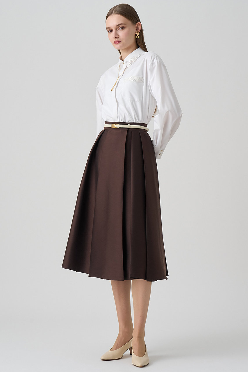 アイボリープリーツフレアスカート 新色追加》着丈が選べる！プリーツフレアスカート【イージーケア／防