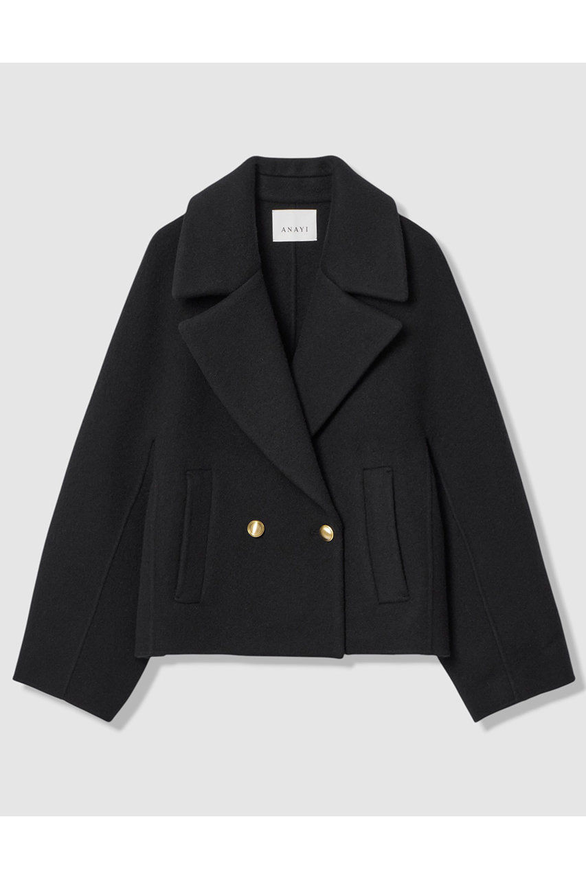 ANAYI シャギーリバーショートコート (ブラック, 36) アナイ ELLE SHOP ANAYI シャギーリバーショートコート (ブラック, 36) アナイ ELLE SHOP