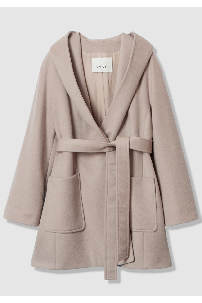ANAYI カシミヤフードガウンコート (ベージュ, 38) アナイ ELLE SHOP