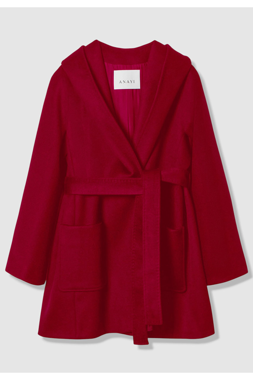 ANAYI カシミヤフードガウンコート (レッド, 38) アナイ ELLE SHOP