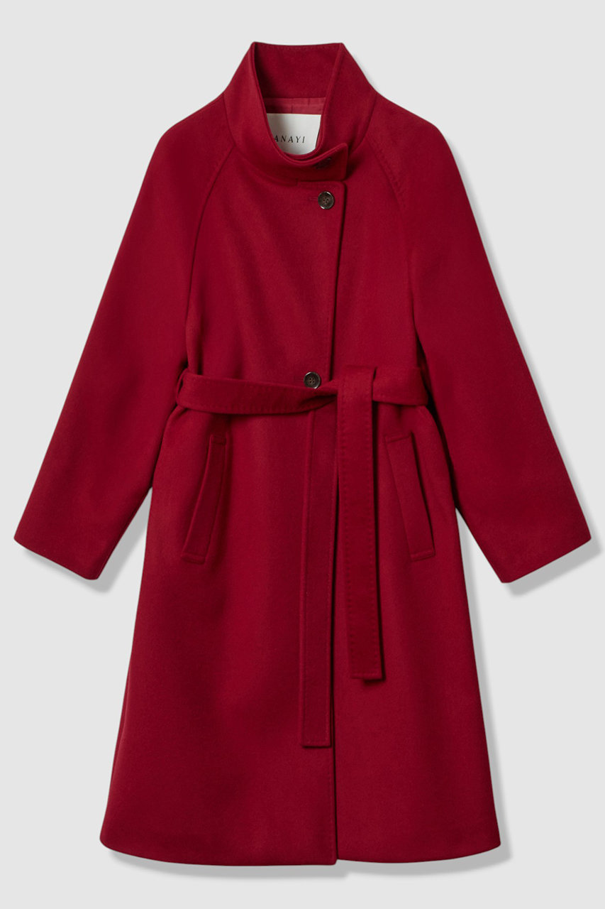ANAYI カシミヤスタンドカラーコート (レッド, 36) アナイ ELLE SHOP