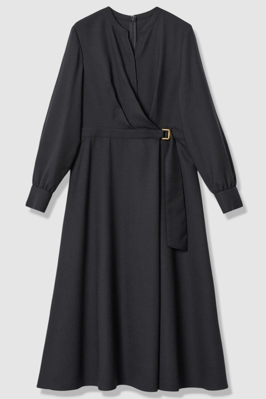 ANAYI ウールジョーゼットカシュ ワンピース (ネイビー, 36) アナイ ELLE SHOP