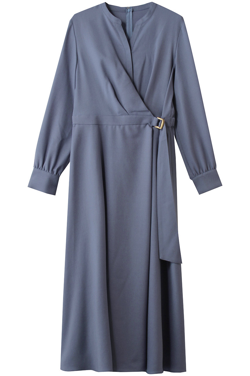 ANAYI ウールジョーゼットカシュ ワンピース (ブルー, 38) アナイ ELLE SHOP