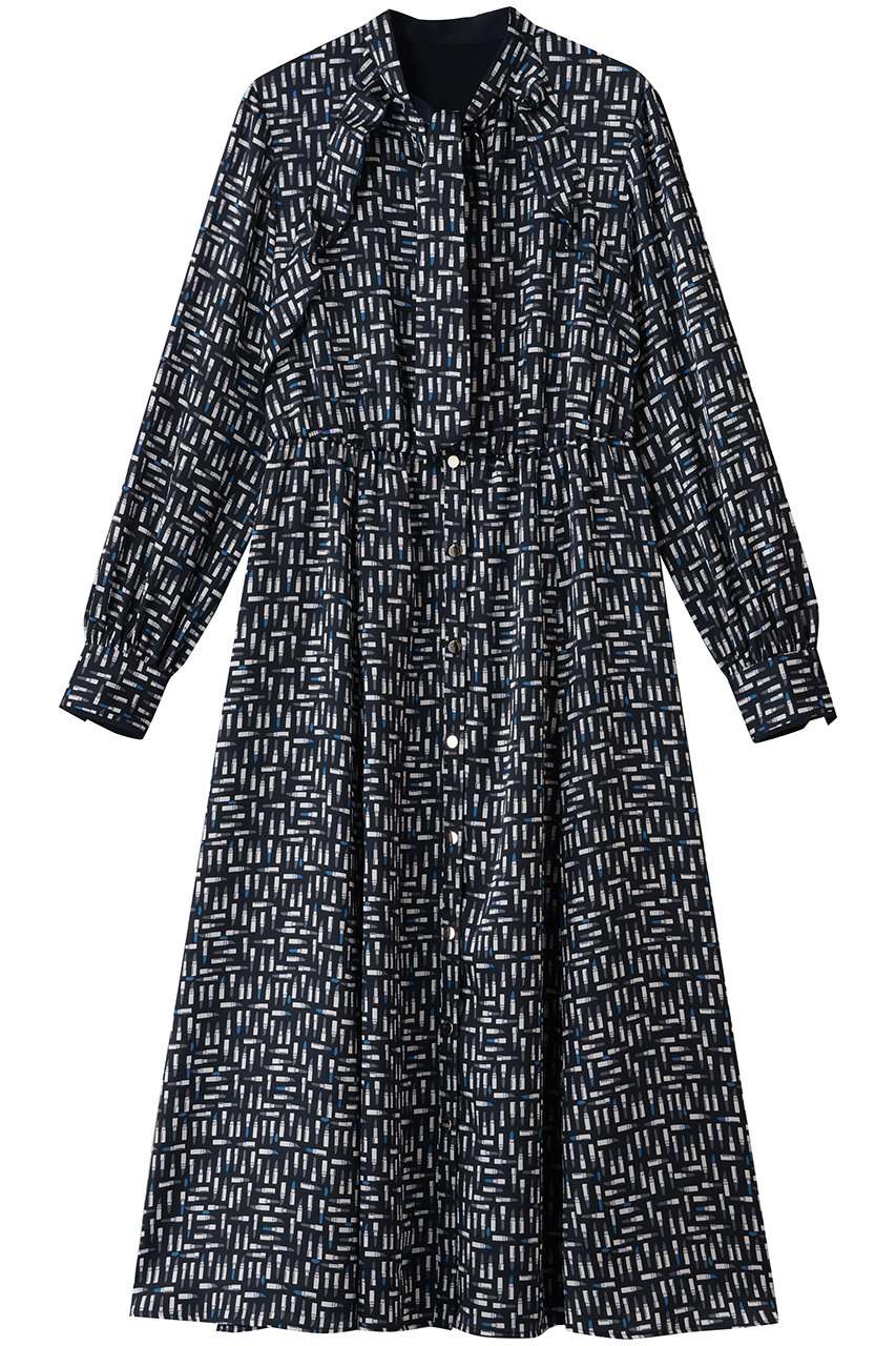 アナイ/ANAYIのリッププリントボウタイフレア ワンピース(ネイビー/10252714540-65-380)