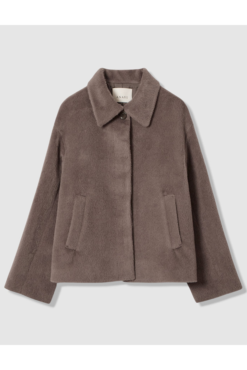 ANAYI アルパカシャギーショートコート (モカ, 36) アナイ ELLE SHOP ANAYI アルパカシャギーショートコート (モカ, 36) アナイ ELLE SHOP